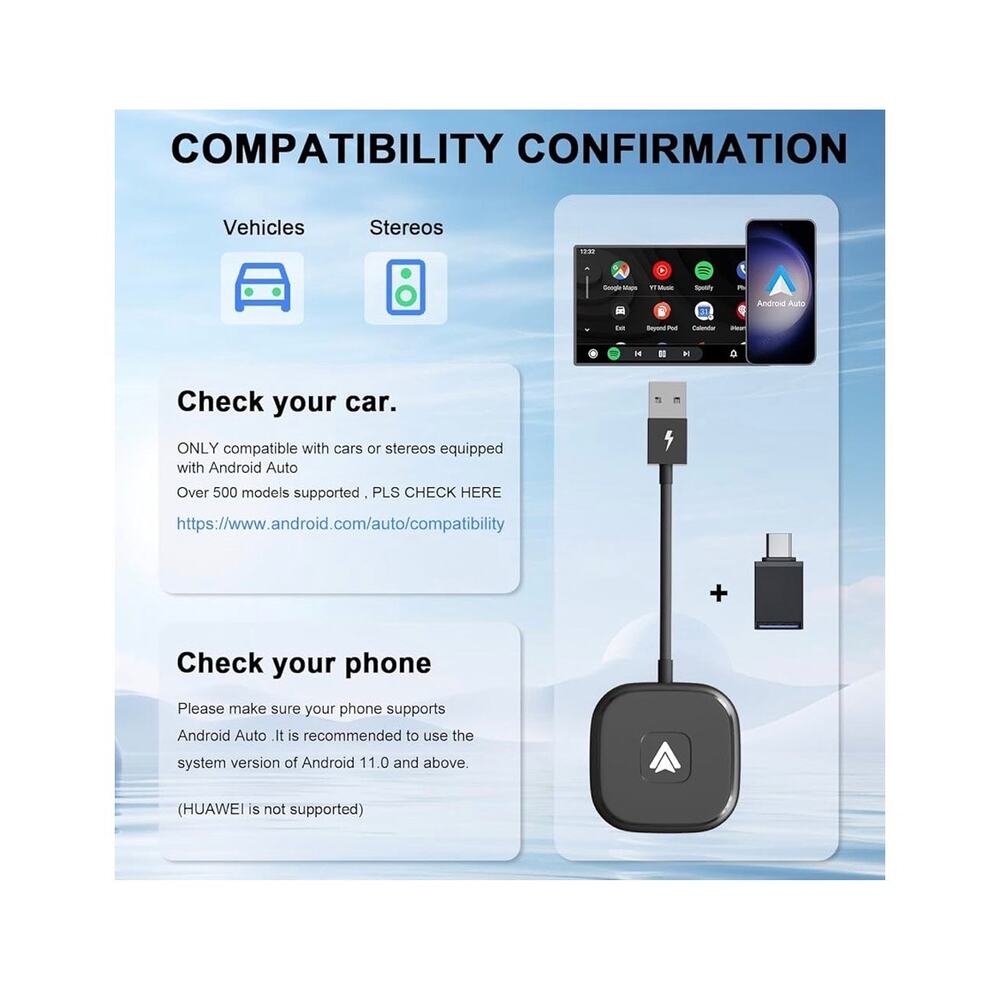 Android Auto Wireless Adapter for Wired Android Auto Cars - Picture 3 of 9